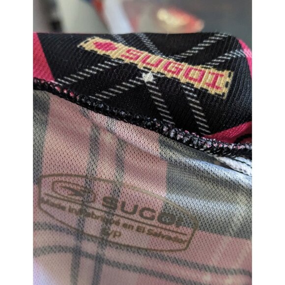 Sugoi Lumber Jane Pink And Black Plaid Cycling Jersey With Pockets Size Small - Picture 11 of 16